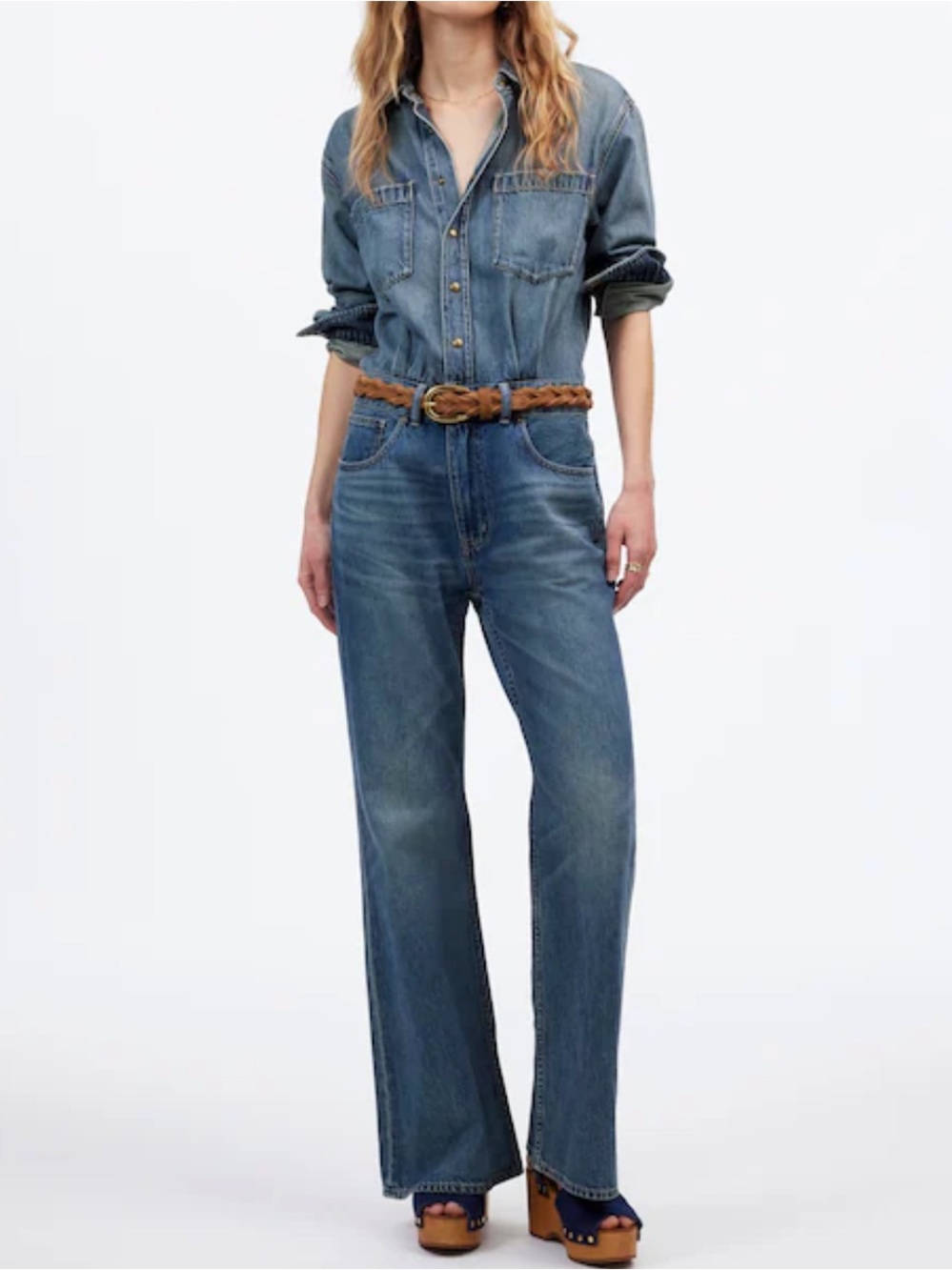 Madewell Denim Relaxed Flare Jumpsuit in Croswell Wash 8